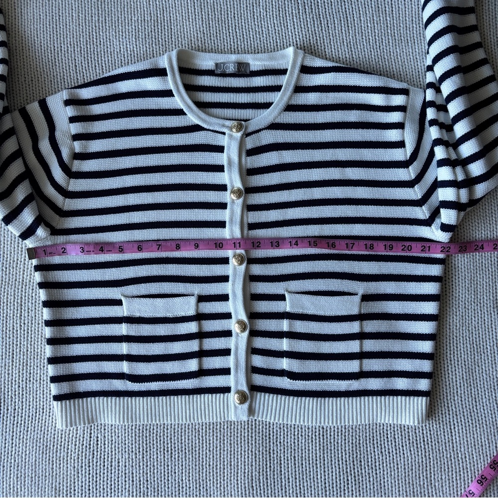 J. Crew Navy and White Striped Cropped Cardigan - Picture 7 of 13